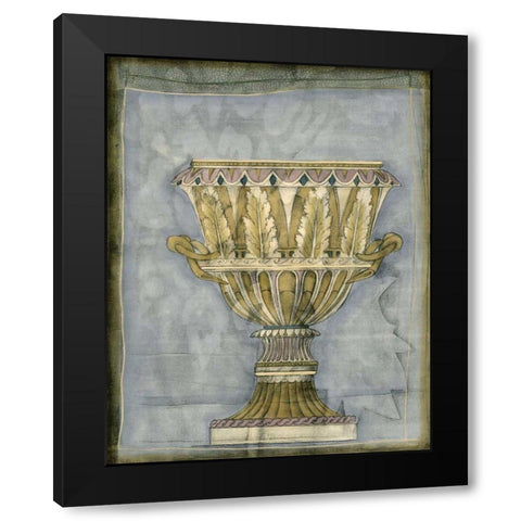 Small Urn and Damask IV Black Modern Wood Framed Art Print with Double Matting by Goldberger, Jennifer