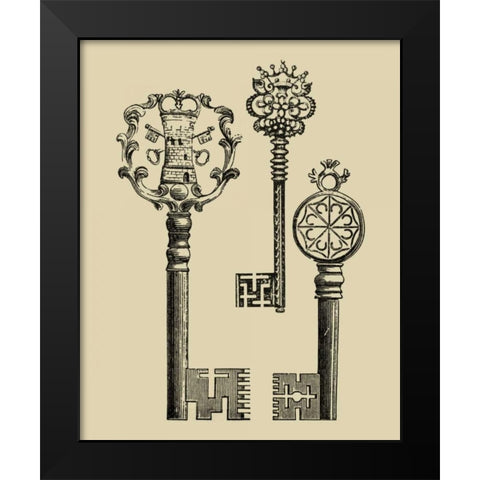 Antique Keys I Black Modern Wood Framed Art Print by Vision Studio