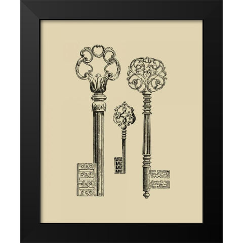 Antique Keys III Black Modern Wood Framed Art Print by Vision Studio