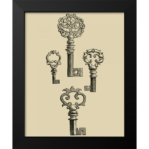 Antique Keys IV Black Modern Wood Framed Art Print by Vision Studio