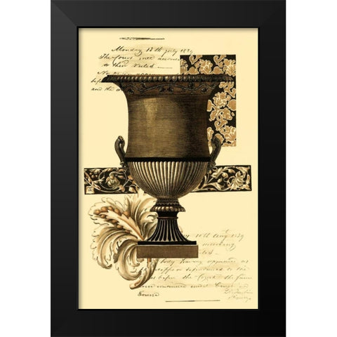 Custom Transitional Sepia Urn I Black Modern Wood Framed Art Print by Vision Studio