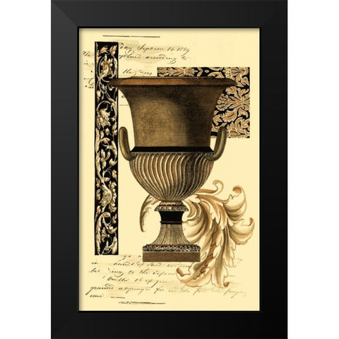 Custom Transitional Sepia Urn II Black Modern Wood Framed Art Print by Vision Studio