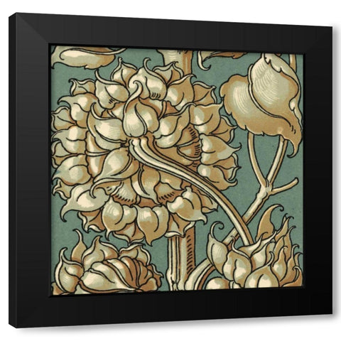 Sunflower Woodblock III Black Modern Wood Framed Art Print by Unknown