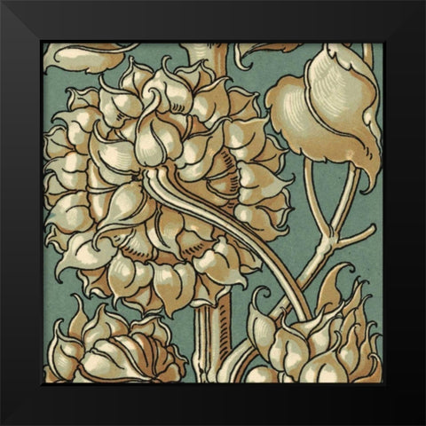 Sunflower Woodblock III Black Modern Wood Framed Art Print by Unknown