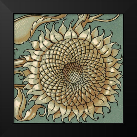 Sunflower Woodblock IV Black Modern Wood Framed Art Print by Unknown