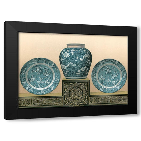Porcelain in Teal I Black Modern Wood Framed Art Print with Double Matting by Audsley, George