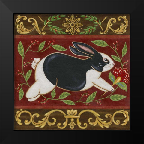 Folk Rabbit II Black Modern Wood Framed Art Print by Vision Studio