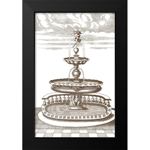 Courtyard Fountain I Black Modern Wood Framed Art Print by Vision Studio