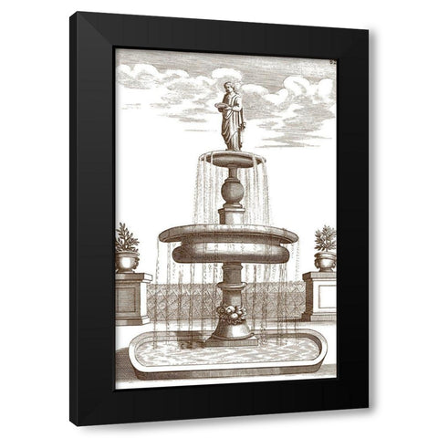 Courtyard Fountain II Black Modern Wood Framed Art Print by Vision Studio