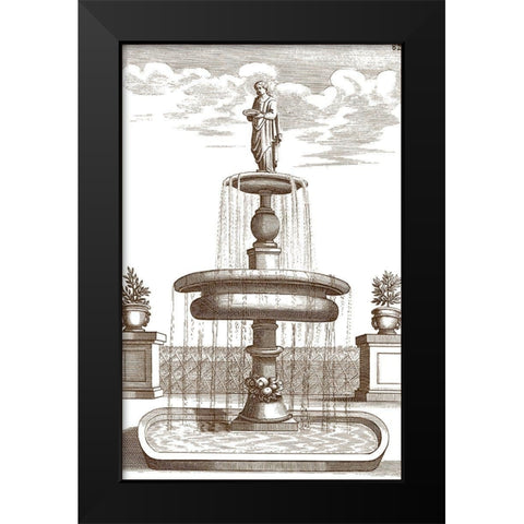 Courtyard Fountain II Black Modern Wood Framed Art Print by Vision Studio