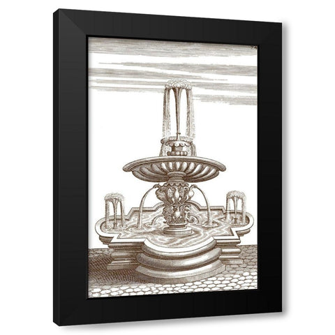 Courtyard Fountain V Black Modern Wood Framed Art Print with Double Matting by Vision Studio