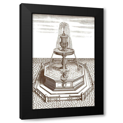 Courtyard Fountain VI Black Modern Wood Framed Art Print with Double Matting by Vision Studio