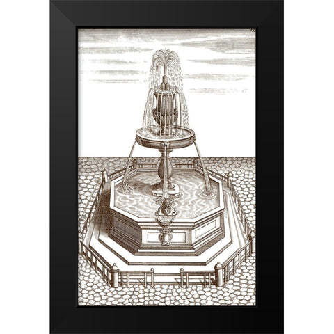 Courtyard Fountain VI Black Modern Wood Framed Art Print by Vision Studio