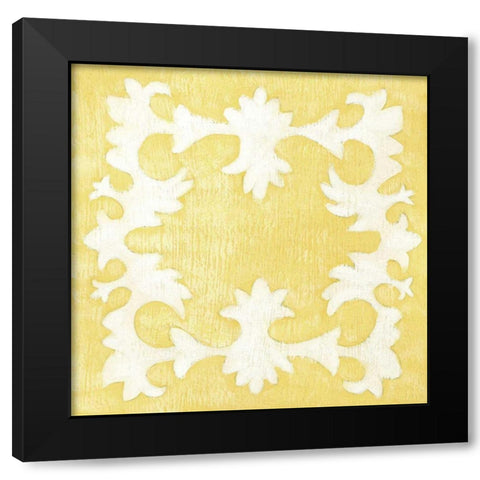 Petite Suzani in Yellow Black Modern Wood Framed Art Print with Double Matting by Zarris, Chariklia