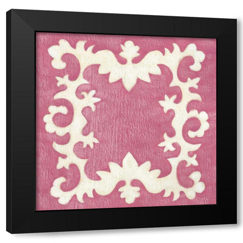 Petite Suzani in Pink Black Modern Wood Framed Art Print with Double Matting by Zarris, Chariklia