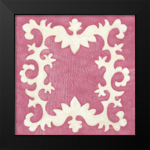 Petite Suzani in Pink Black Modern Wood Framed Art Print by Zarris, Chariklia