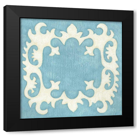 Petite Suzani in Blue Black Modern Wood Framed Art Print with Double Matting by Zarris, Chariklia