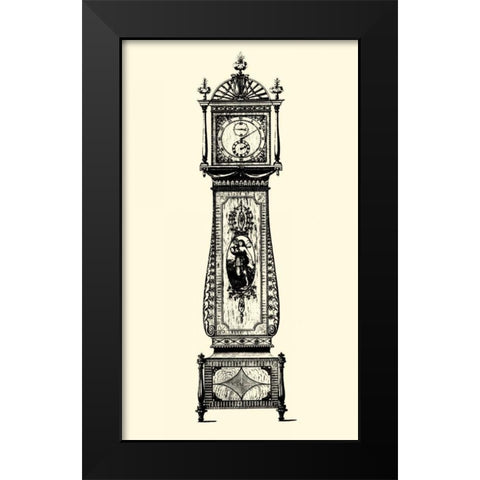 Small Antique Grandfather Clock II Black Modern Wood Framed Art Print by Vision Studio