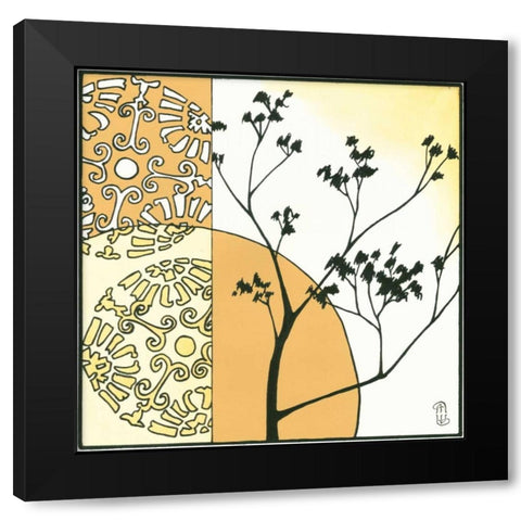 Kimono Garden I Black Modern Wood Framed Art Print with Double Matting by Meagher, Megan