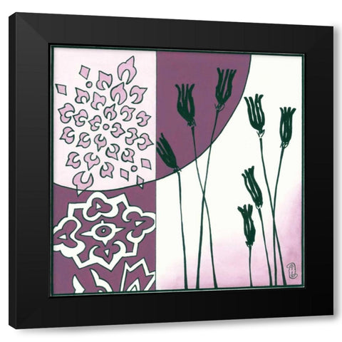 Kimono Garden II Black Modern Wood Framed Art Print by Meagher, Megan