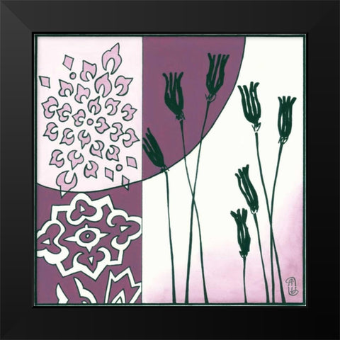 Kimono Garden II Black Modern Wood Framed Art Print by Meagher, Megan