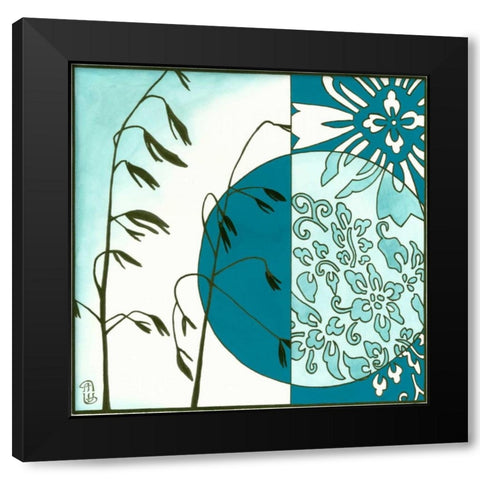 Kimono Garden III Black Modern Wood Framed Art Print with Double Matting by Meagher, Megan