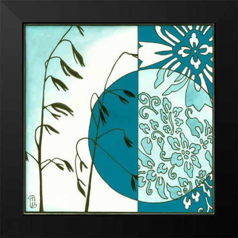 Kimono Garden III Black Modern Wood Framed Art Print by Meagher, Megan