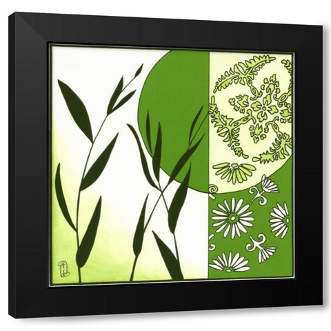 Kimono Garden IV Black Modern Wood Framed Art Print by Meagher, Megan