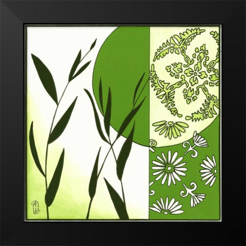 Kimono Garden IV Black Modern Wood Framed Art Print by Meagher, Megan