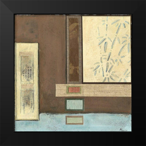 Chinese Scroll in Blue I Black Modern Wood Framed Art Print by Mauro