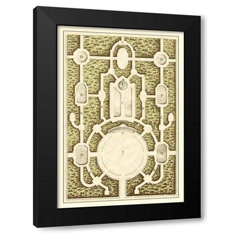 Small Garden Maze I Black Modern Wood Framed Art Print with Double Matting by Blondel, J.F.