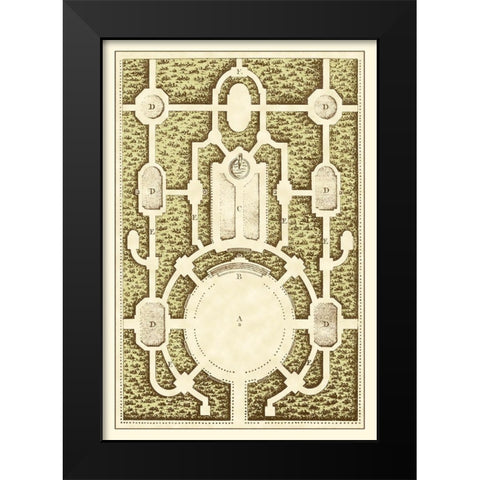 Small Garden Maze I Black Modern Wood Framed Art Print by Blondel, J.F.