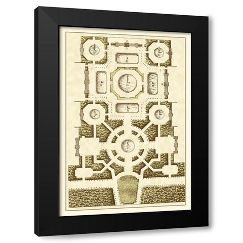 Small Garden Maze III Black Modern Wood Framed Art Print with Double Matting by Blondel, J.F.
