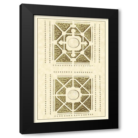 Small Garden Maze IV Black Modern Wood Framed Art Print with Double Matting by Blondel, J.F.