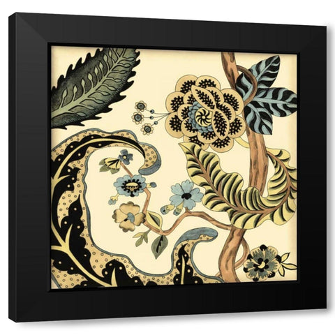 Small Jacobean Tile I Black Modern Wood Framed Art Print with Double Matting by Zarris, Chariklia