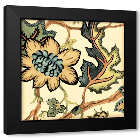 Small Jacobean Tile III Black Modern Wood Framed Art Print with Double Matting by Zarris, Chariklia