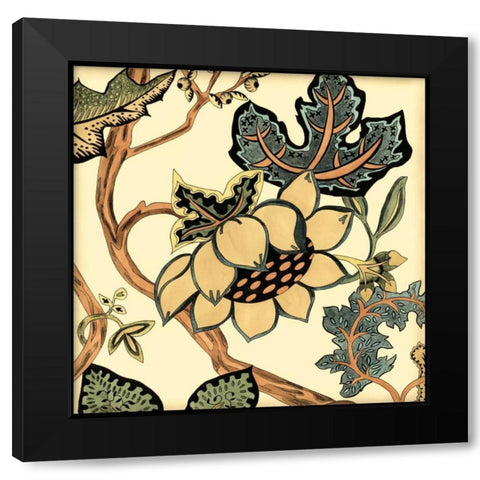 Small Jacobean Tile IV Black Modern Wood Framed Art Print by Zarris, Chariklia