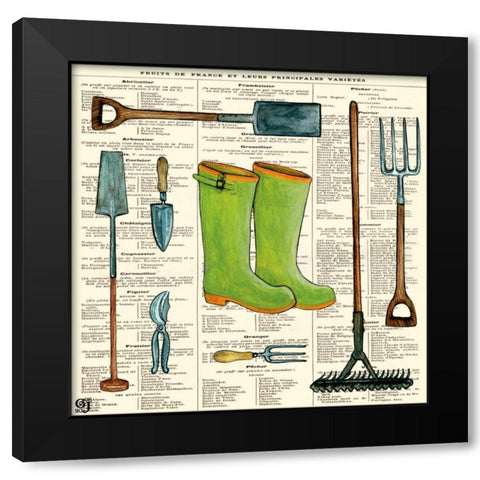 Garden Boots Black Modern Wood Framed Art Print with Double Matting by Joyner, Ginny