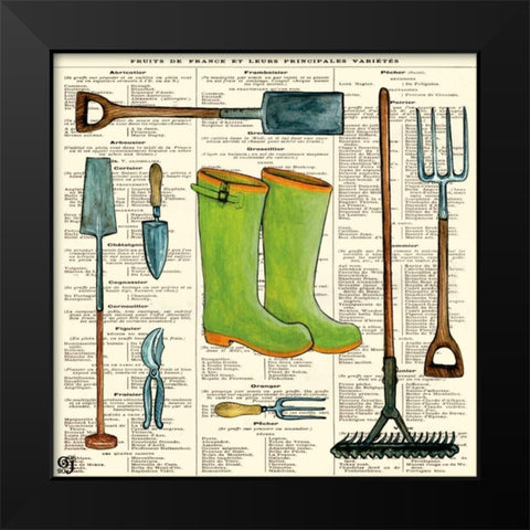 Garden Boots Black Modern Wood Framed Art Print by Joyner, Ginny