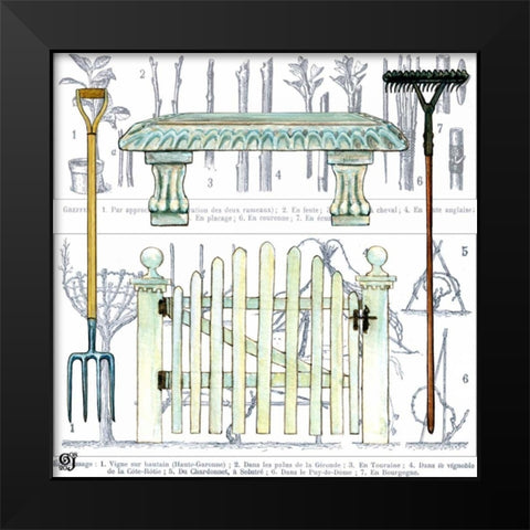 Garden Bench Black Modern Wood Framed Art Print by Joyner, Ginny