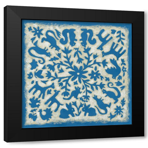 Folk Story in Blue Black Modern Wood Framed Art Print with Double Matting by Zarris, Chariklia