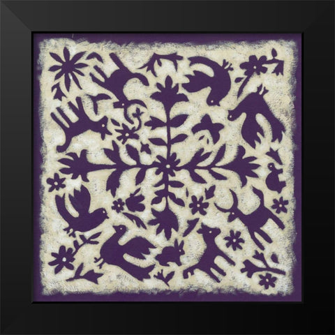 Folk Story in Purple Black Modern Wood Framed Art Print by Zarris, Chariklia