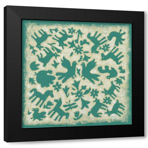 Folk Story in Jade Black Modern Wood Framed Art Print with Double Matting by Zarris, Chariklia