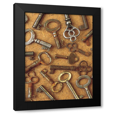 Antique Key Collage Black Modern Wood Framed Art Print by Vision Studio