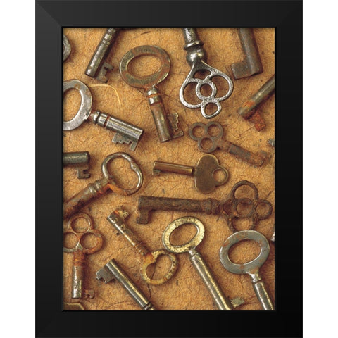 Antique Key Collage Black Modern Wood Framed Art Print by Vision Studio