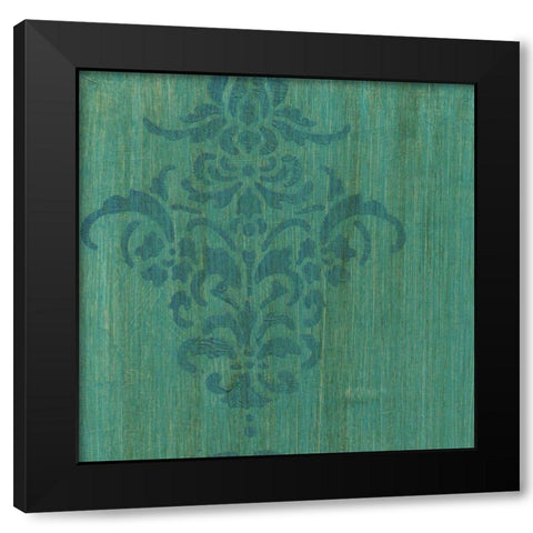 Verdigris Damask I Black Modern Wood Framed Art Print with Double Matting by Holland, J.