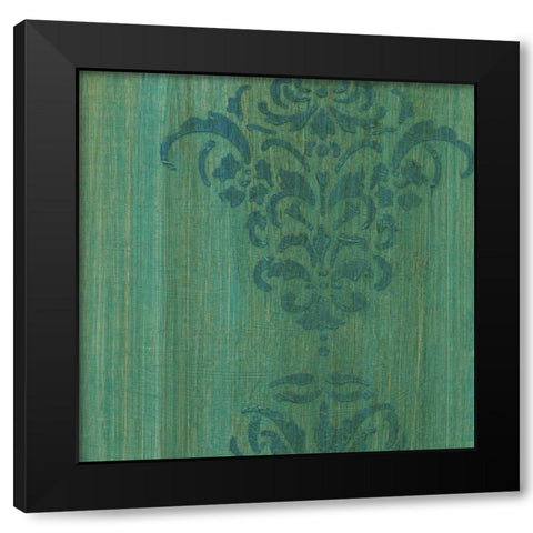Verdigris Damask II Black Modern Wood Framed Art Print with Double Matting by Holland, J.