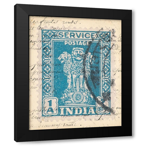 Vintage Stamp I Black Modern Wood Framed Art Print by Vision Studio