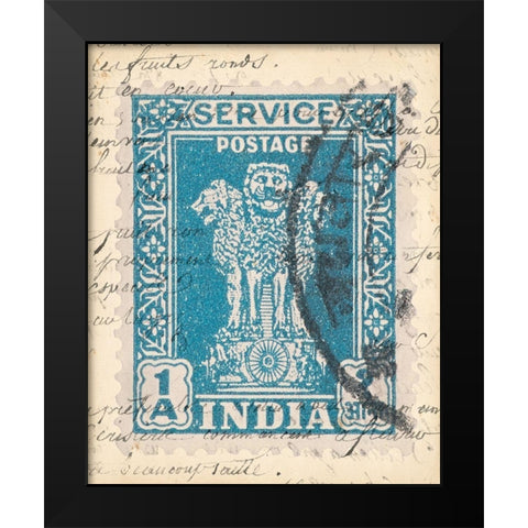 Vintage Stamp I Black Modern Wood Framed Art Print by Vision Studio