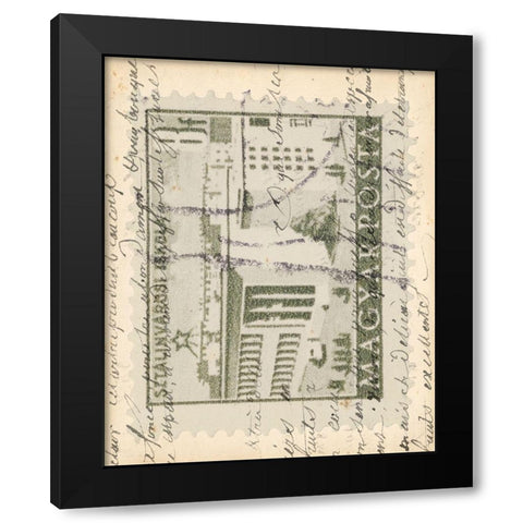Vintage Stamp II Black Modern Wood Framed Art Print by Vision Studio